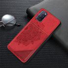 For OPPO A52 / A72 / A92 Mandala Embossed Magnetic Cloth PU + TPU + PC Case with Holder & Card Slots & Wallet & Photo Frame & RFID Funciton(Red) - 2