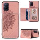 For OPPO A52 / A72 / A92 Mandala Embossed Magnetic Cloth PU + TPU + PC Case with Holder & Card Slots & Wallet & Photo Frame & RFID Funciton(Rose Gold) - 1