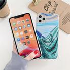For iPhone 12 mini Ocean Wave Coral IMD Smooth Marbled Mobile Phone Case with Folding Holder(Green SA1) - 3
