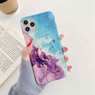 For iPhone 12 mini Ocean Wave Coral IMD Smooth Marbled Mobile Phone Case with Folding Holder(Purple SA5) - 1