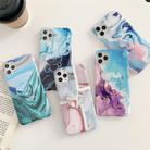 For iPhone 12 mini Ocean Wave Coral IMD Smooth Marbled Mobile Phone Case with Folding Holder(Blue SA3) - 2