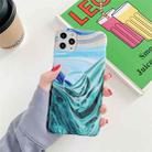 For iPhone 12 Pro Max Ocean Wave Coral IMD Smooth Marbled Mobile Phone Case with Folding Holder(Green SA1) - 1