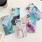 For iPhone 12 Pro Max Ocean Wave Coral IMD Smooth Marbled Mobile Phone Case with Folding Holder(Blue SA3) - 2
