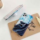 For iPhone 12 Pro Max Ocean Wave Coral IMD Smooth Marbled Mobile Phone Case with Folding Holder(Blue SA3) - 4