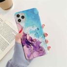 For iPhone 12 Pro Max Ocean Wave Coral IMD Smooth Marbled Mobile Phone Case with Folding Holder(Purple SA5) - 1