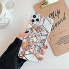 For iPhone 12 mini Plating Geometric Flower Series IMD Mobile Phone Case With Folding Stand(Gold PB1) - 1