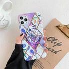 For iPhone 12 mini Plating Geometric Flower Series IMD Mobile Phone Case With Folding Stand(Purple PB3) - 1