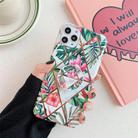 For iPhone 12 mini Plating Geometric Flower Series IMD Mobile Phone Case With Folding Stand(Pink PB4) - 1