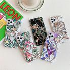 For iPhone 12 mini Plating Geometric Flower Series IMD Mobile Phone Case With Folding Stand(Pink PB4) - 2