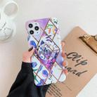 For iPhone 12 / 12 Pro Plating Geometric Flower Series IMD Mobile Phone Case With Folding Stand(Purple PB3) - 1