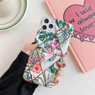 For iPhone 12 Pro Max Plating Geometric Flower Series IMD Mobile Phone Case With Folding Stand(Pink PB4) - 1