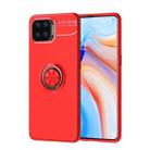 For OPPO F17 Pro Metal Ring Holder 360 Degree Rotating TPU Case(Red+Red) - 1