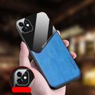 For iPhone 12 All-inclusive Leather + Organic Glass Phone Case with Metal Iron Sheet(Blue) - 1