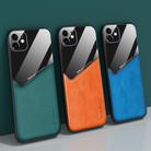 For iPhone 12 All-inclusive Leather + Organic Glass Phone Case with Metal Iron Sheet(Orange) - 2