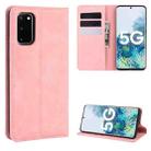 For Samsung Galaxy S20 FE 4G / 5G Retro-skin Business Magnetic Suction Leather Case with Holder & Card Slots & Wallet(Pink) - 1