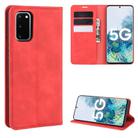 For Samsung Galaxy S20 FE 4G / 5G Retro-skin Business Magnetic Suction Leather Case with Holder & Card Slots & Wallet(Red) - 1