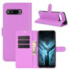 For Asus ROG Phone 3 ZS661KS Litchi Texture Horizontal Flip Protective Case with Holder & Card Slots & Wallet(Purple) - 1