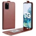 For Samsung Galaxy S20 FE (4G/5G) / S20 Lite R64 Texture Single Vertical Flip Leather Protective Case with Card Slots & Photo Frame(Brown) - 1