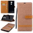 Color Matching Denim Texture Leather Case for    Sony Xa2 Ultra   , with Holder & Card Slots & Wallet & Lanyard(Brown) - 1