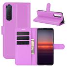 For Sony Xperia 5 II Litchi Texture Horizontal Flip Protective Case with Holder & Card Slots & Wallet(Purple) - 1