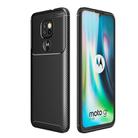 For Motorola Moto G9 Play Carbon Fiber Texture Shockproof TPU Case(Black) - 1