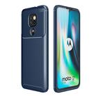 For Motorola Moto G9 Play Carbon Fiber Texture Shockproof TPU Case(Blue) - 1