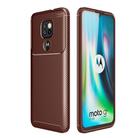 For Motorola Moto G9 Play Carbon Fiber Texture Shockproof TPU Case(Brown) - 1