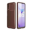 For vivo Y20 Carbon Fiber Texture Shockproof TPU Case(Brown) - 1