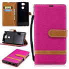 Color Matching Denim Texture Leather Case for Sony Xperia XA2, with Holder & Card Slots & Wallet & Lanyard(Rose Red) - 1