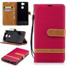Color Matching Denim Texture Leather Case for Sony Xperia XA2, with Holder & Card Slots & Wallet & Lanyard(Red) - 1