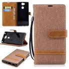 Color Matching Denim Texture Leather Case for Sony Xperia XA2, with Holder & Card Slots & Wallet & Lanyard(Brown) - 1