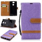 Color Matching Denim Texture Leather Case for Sony Xperia XA2, with Holder & Card Slots & Wallet & Lanyard(Purple) - 1