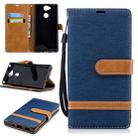 Color Matching Denim Texture Leather Case for Sony Xperia XA2, with Holder & Card Slots & Wallet & Lanyard(Dark Blue) - 1