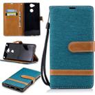 Color Matching Denim Texture Leather Case for Sony Xperia XA2, with Holder & Card Slots & Wallet & Lanyard(Green) - 1