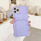 For iPhone 11 Pro Sliding Camera Cover Design TPU Protective Case With Card Slot & Neck Lanyard (Purple) - 1