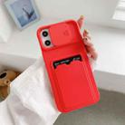 For iPhone 11 Sliding Camera Cover Design TPU Protective Case With Card Slot & Neck Lanyard (Red) - 1