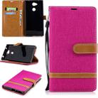 Color Matching Denim Texture Leather Case for Sony Xperia L2, with Holder & Card Slots & Wallet & Lanyard(Rose Red) - 1