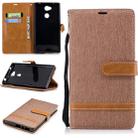 Color Matching Denim Texture Leather Case for Sony Xperia L2, with Holder & Card Slots & Wallet & Lanyard(Brown) - 1