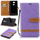 Color Matching Denim Texture Leather Case for Sony Xperia L2, with Holder & Card Slots & Wallet & Lanyard(Purple) - 1