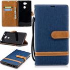 Color Matching Denim Texture Leather Case for Sony Xperia L2, with Holder & Card Slots & Wallet & Lanyard(Dark Blue) - 1