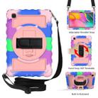 For Samsung Galaxy Tab A7 2020 (T500 / T505) 360 Degree Rotation PC + Silicone Shockproof Combination Case with Holder & Hand Grip Strap & Neck Strap(Colorful+Rose Gold) - 1