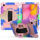 For Samsung Galaxy Tab A7 2020 (T500 / T505) 360 Degree Rotation PC + Silicone Shockproof Combination Case with Holder & Hand Grip Strap & Neck Strap(Colorful+Rose Gold) - 1
