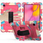 For Samsung Galaxy Tab A7 2020 (T500 / T505) 360 Degree Rotation PC + Silicone Shockproof Combination Case with Holder & Hand Grip Strap & Neck Strap(Colorful+Hot Pink) - 1