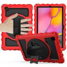 For Samsung Galaxy Tab A7 2020 (T500 / T505) 360 Degree Rotation PC + Silicone Shockproof Combination Case with Holder & Hand Grip Strap & Neck Strap(Red) - 1