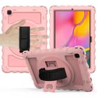 For Samsung Galaxy Tab A7 2020 (T500 / T505) 360 Degree Rotation PC + Silicone Shockproof Combination Case with Holder & Hand Grip Strap & Neck Strap(Rose Gold) - 1