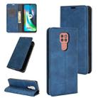 For Motorola Moto G9 / G9 Play Retro-skin Business Magnetic Suction Leather Case with Holder & Card Slots & Wallet(Dark Blue) - 1