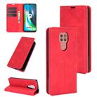 For Motorola Moto G9 / G9 Play Retro-skin Business Magnetic Suction Leather Case with Holder & Card Slots & Wallet(Red) - 1