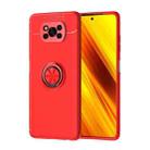 For Xiaomi Poco X3 NFC Metal Ring Holder 360 Degree Rotating TPU Case(Red+Red) - 1