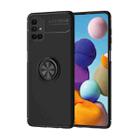 For Samsung Galaxy M51 (Side Fingerprint) Metal Ring Holder 360 Degree Rotating TPU Case(Black+Black) - 1