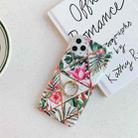 For iPhone 12 mini Plating Geometric Flower Series IMD TPU Mobile Phone Case With Ring Bracket Rhinestones(Pink PC4) - 1